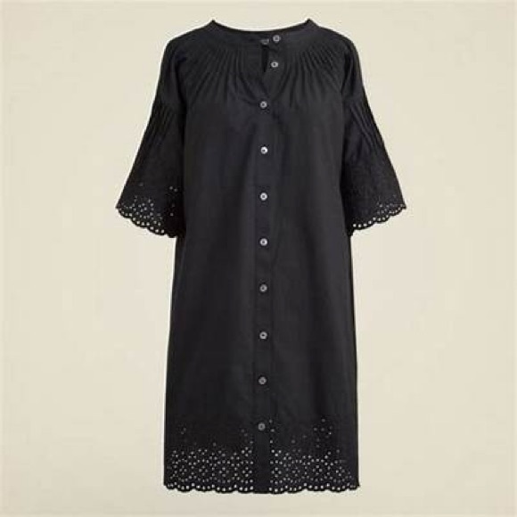 Balletcore Quiet Luxury Art Girl Dark Academia JCrew Jolie Eyelet Dress S Black - Picture 1 of 5